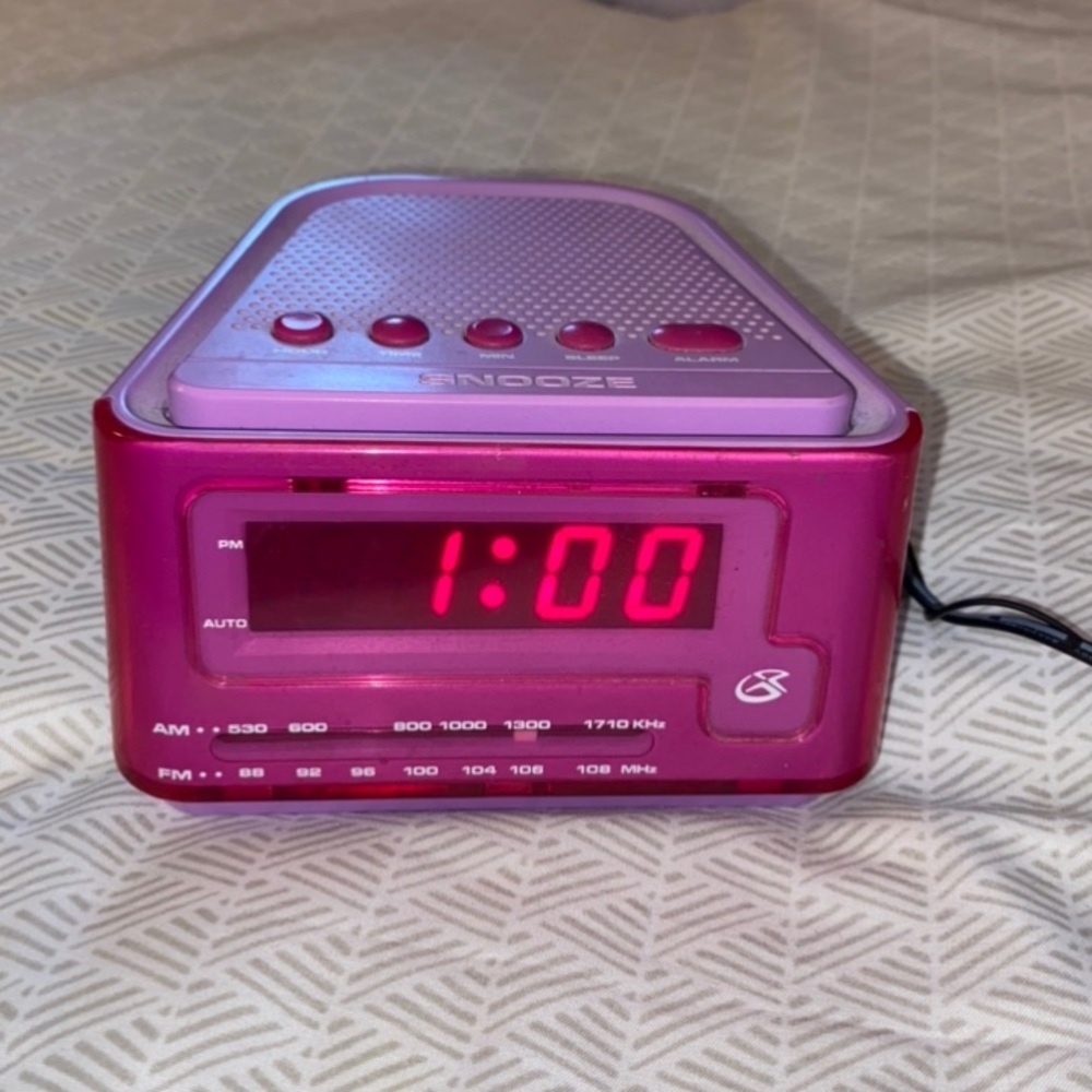 Pink & Purple Alarm Clock Battery or Outlet